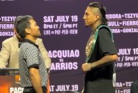 Mario Barrios vs Manny Pacquiao face off