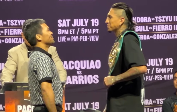 Mario Barrios vs Manny Pacquiao face off
